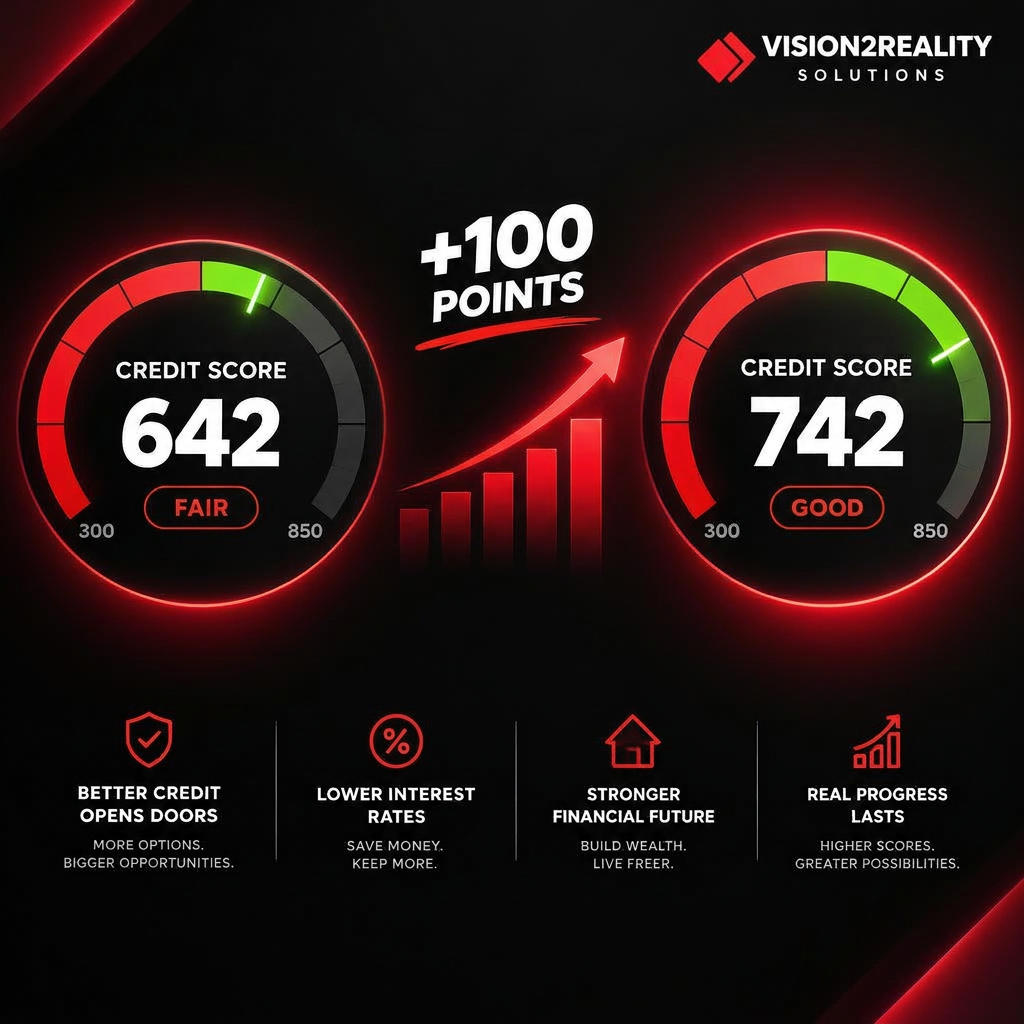 Score improvement — illustrative Vision2Reality example